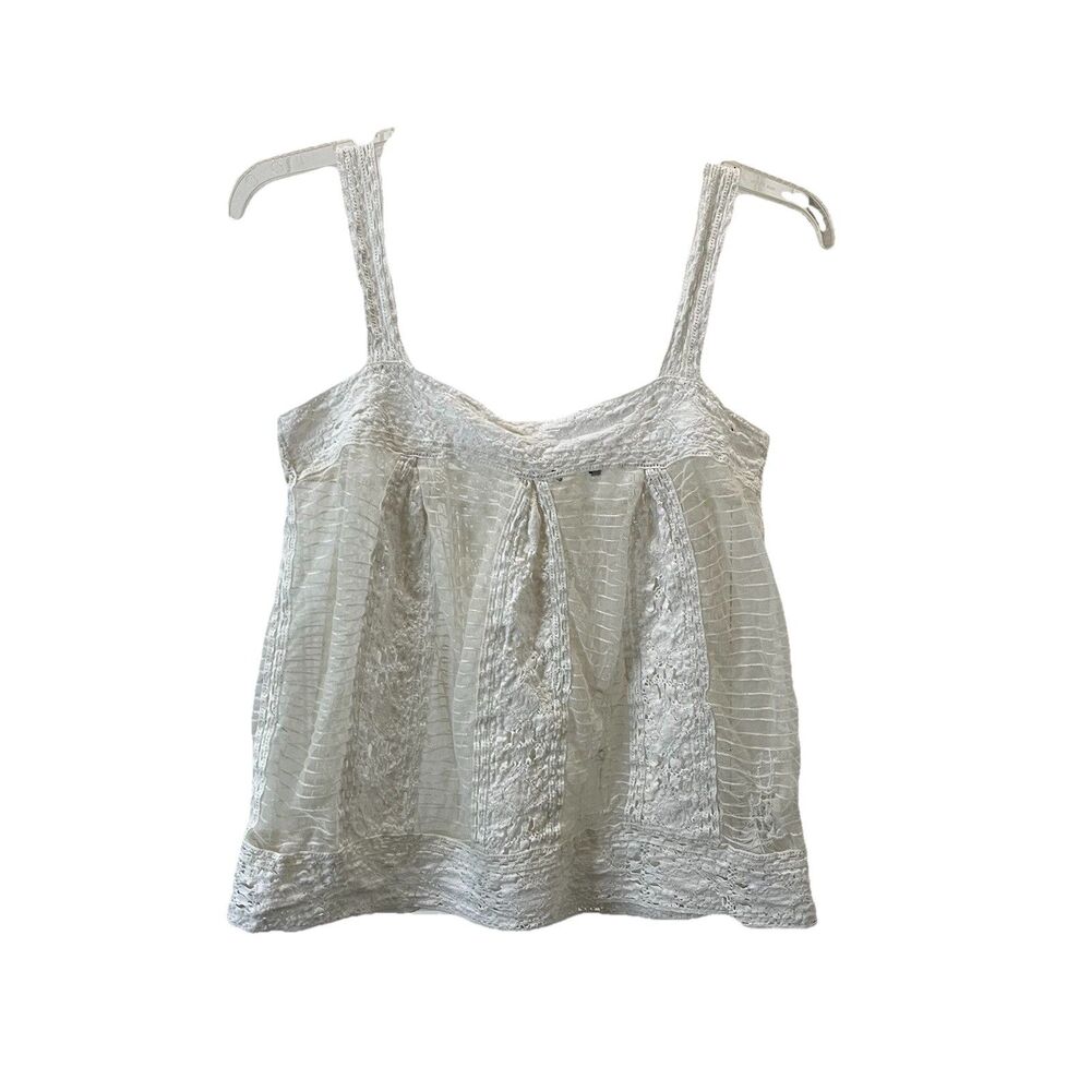 Hurley White Lace Festival Button Up Back Tank Top Womens Size XS